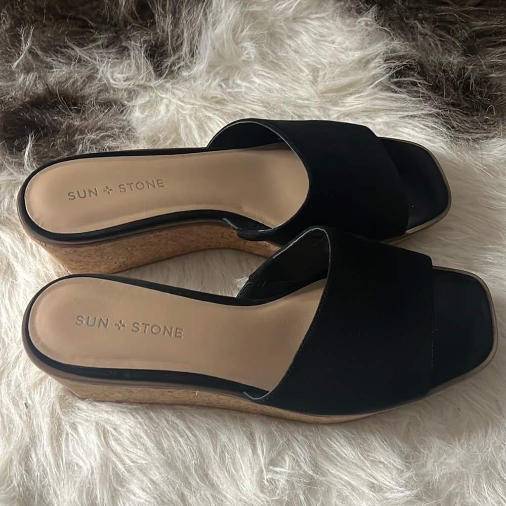 Sun and Stone black and cork sandals